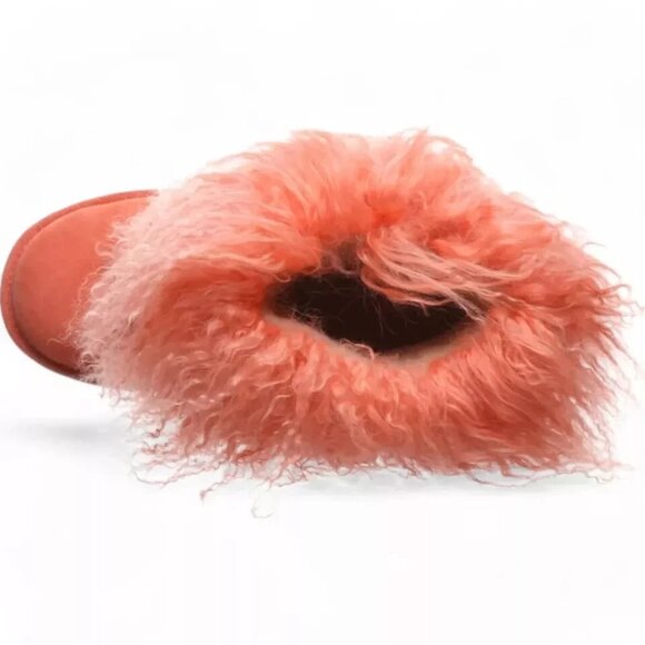 Bearpaw Boo Raspberry Pink Shearling Wool Line Curly Lamb Fur Mongolian Boots 8 - Picture 7 of 8